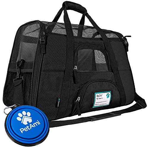 Airline Approved Pet Carrier for Cats & Small Dogs (Black / 19.5"L x 10.2"W x 12.0"H)