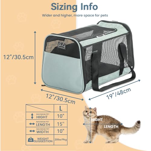 19 x 12 x 12 Large Cat Car Carrier (19.0"L x 12.0"W x 12.0"H / Z-Cyan blue)