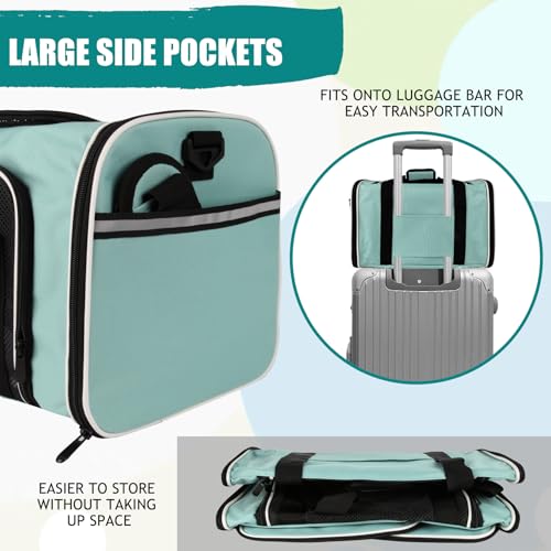 Dog Cat Carrier Pet Carriers for Small Medium Large Cats Dogs Carrier Soft Sided Small Puppy Dog Carrier Portable Foldable Airline Approved Dog Cat Travel Carrier Green Large (20.0"L x 13.0"W x 13.0"H / Green)