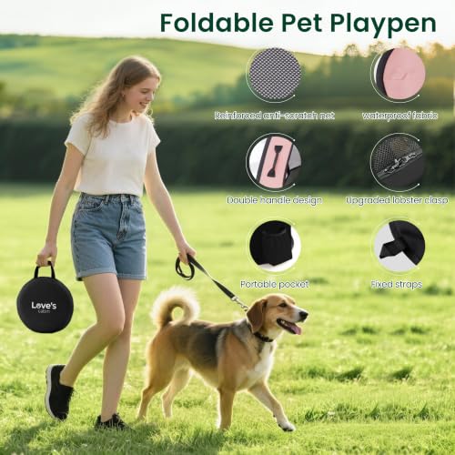 Pet Puppy Dog Playpen (Pink / Medium)