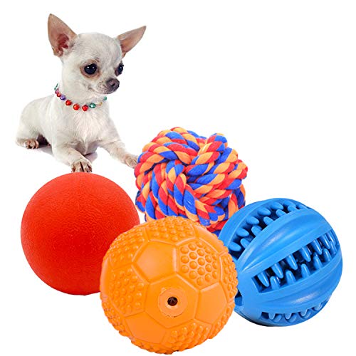 Puppy Balls Pack with Different Functions & Teething Toys for Small Dogs (Small (4 Pack))