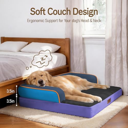 Orthopedic XL Dog Bed for Large and Extra Large Dogs (Electric Violet / 42"L x 30"W x 7.5"Th)