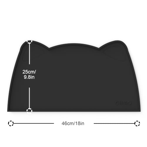 Cat Food Mat Silicone Pet Feeding Mat (18"L x 10"W / Black)