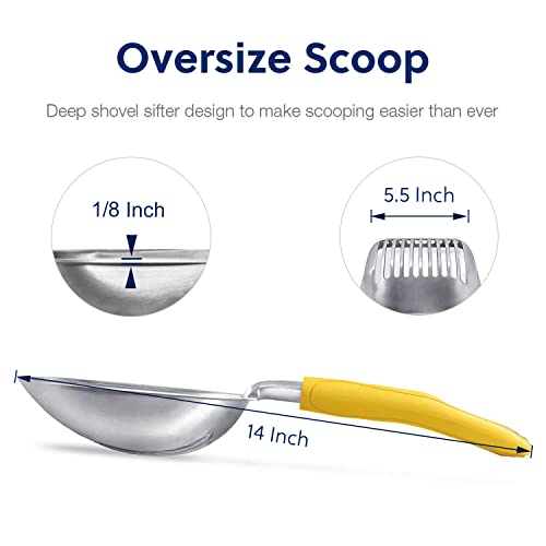 Cat Litter Scoop (Large / FLAT Aluminum \ #04 Yellow Handle)