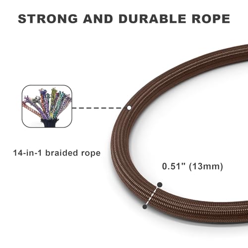 Rope Dog Leash with Two Handles (Brown / 6FT*0.51" Two Handle)