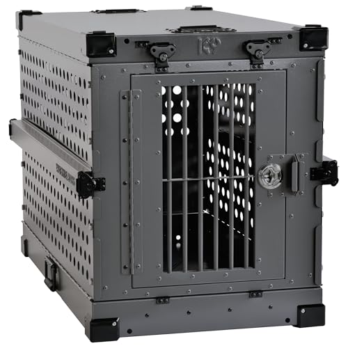 Aluminum Collapsible Dog Crate (Gray / 40.6"L x 25.2"W x 28.9"H)