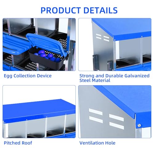 Chicken Nesting Boxes (56.7"L x 17.5"W x 11.1"H / Blue)
