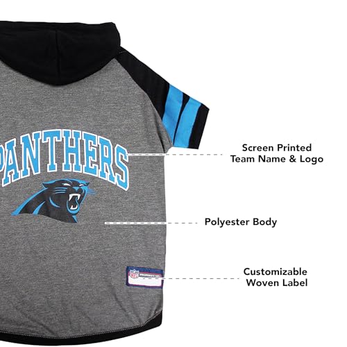 Carolina Panthers Hoodie for Dogs & Cats. NFL Football Licensed Dog Hoody Tee Shirt (Small / Carolina Panthers)