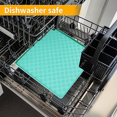 2 Pack Pet Placemat for Dog and Cat (11.8"L x 11.8"W - 2 Pack / Green)