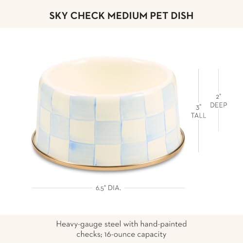 Enamel Pet Dish (Sky Check / Medium)