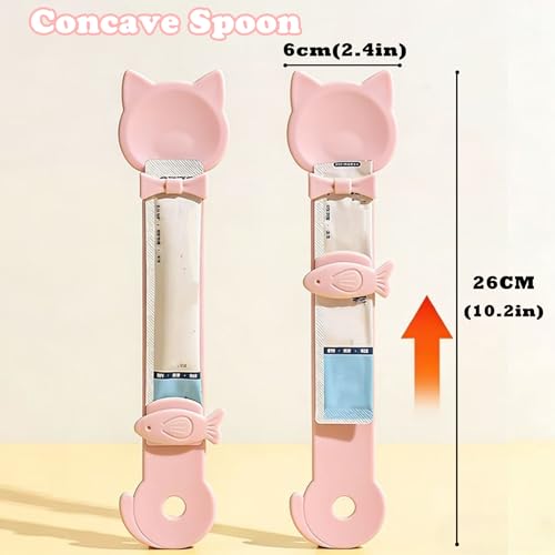 Cat Treat Spoon Squeeze & 3 Pcs Can Lids (Treat spoon / Pink)