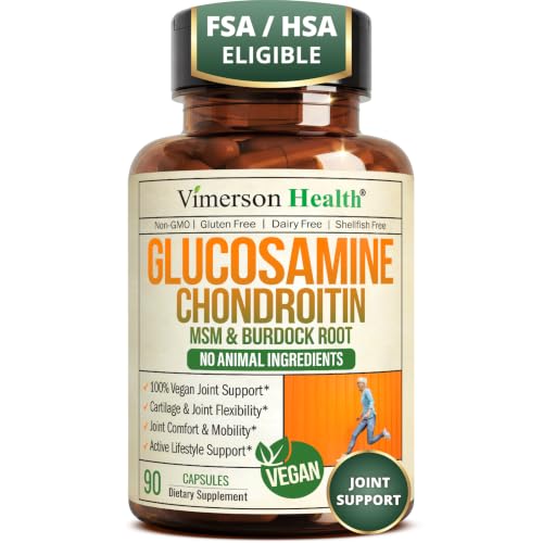 Vegan Glucosamine Chondroitin MSM Joint Supplements for Women & Men 90 Caps