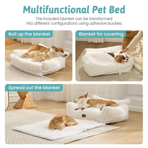 Cute Cat Bed with Removable Cover (Cream / Medium: 32'' x 24'')