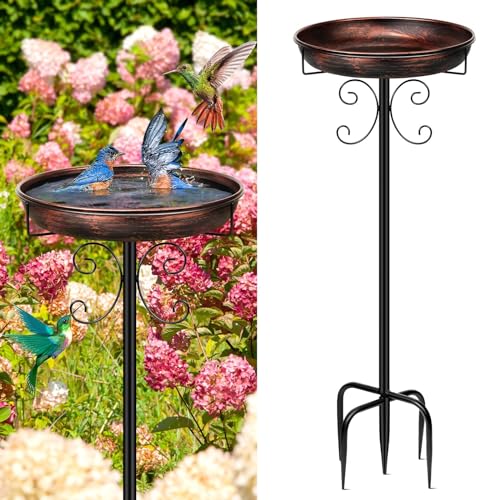 35In Metal Bird Bath for Outside (Antique Bronze)