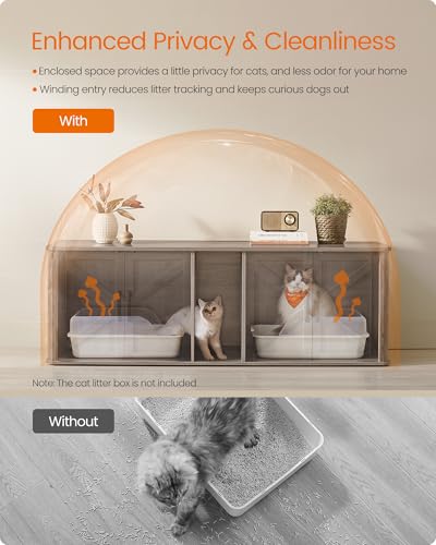 Double Cat Litter Box Enclosure (Heather Griege / XXL (59"L x 19"W x 19.5"H))