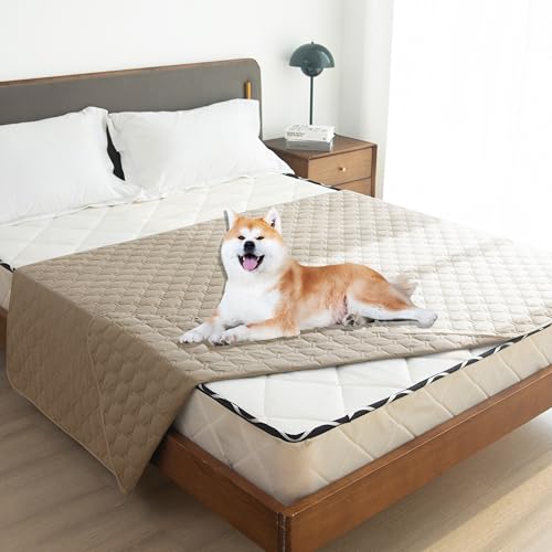 Waterproof Pet Blanket for Bed (52x82 Inch (Pack of 1) / Dark Beige)
