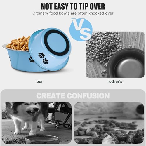 Stainless Steel Dog Bowls (Blue / 6.6 Cups/53 OZ)