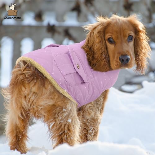 Warm Dog Coat Winter Thick Quilting Cold Weather Puffer Vest (Medium / Lilac)