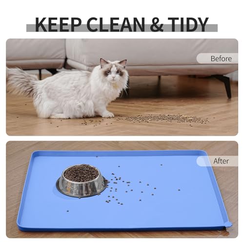 Silicone Pet Feeding Mat (Blue / 32" x 24")
