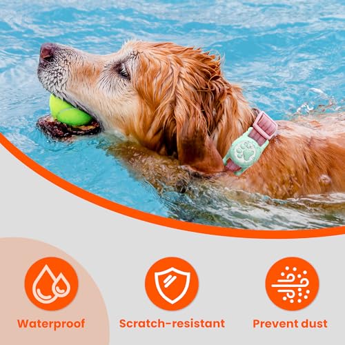 Waterproof Airtag Dog Collar Holder for Apple Air Tag (Light Green)