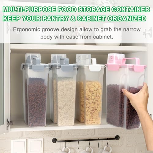 Pet Dog Cat Food Storage Container 5 to 7 lbs with Can Cover and Mixing Spoon (Pink 6Qt)