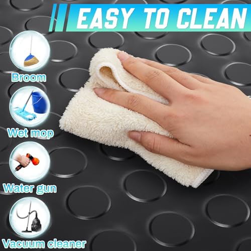 16 in x 10 ft Rubber Flooring Rolls Mats (Coin Plate / 16 in x 10 ft / Black)
