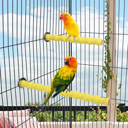 Wood Perch Stand Bird Cage Paw Beak Grinding Stick (Yellow)