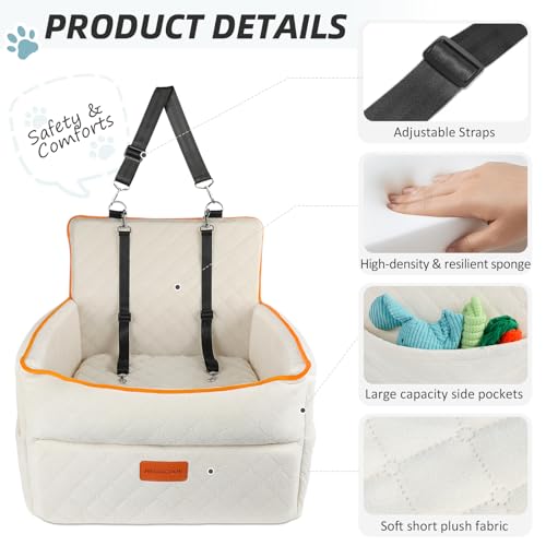 Dog Car Seat for Small Medium Dogs (White)