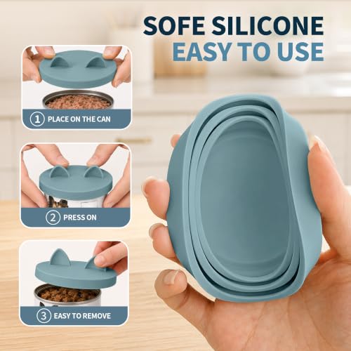 3-in-1 Dog Food Can Lids, Cat Food Can Covers, 2pcs, Light Blue (Light Blue)