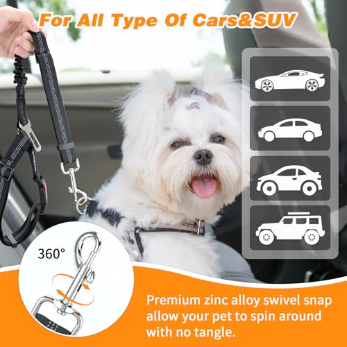 2 Pack Dog Seat Belt for Car (Black)