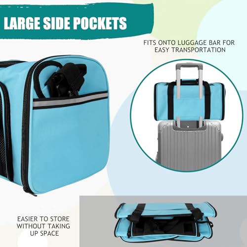 Dog Cat Carrier Pet Carriers for Small Medium Large Cats Dogs Carrier Soft Sided Small Puppy Dog Carrier Portable Foldable Airline Approved Dog Cat Travel Carrier Blue Large (20.0"L x 13.0"W x 13.0"H / Blue)