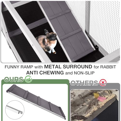 2 Story Indoor Rabbit Hutch with Chew (Grey)