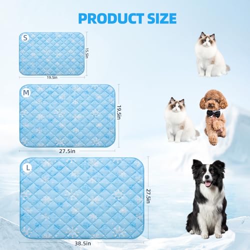 Dog Cooling Mat (Sky Blue Paw / Large 27.5IN x 38.5IN)