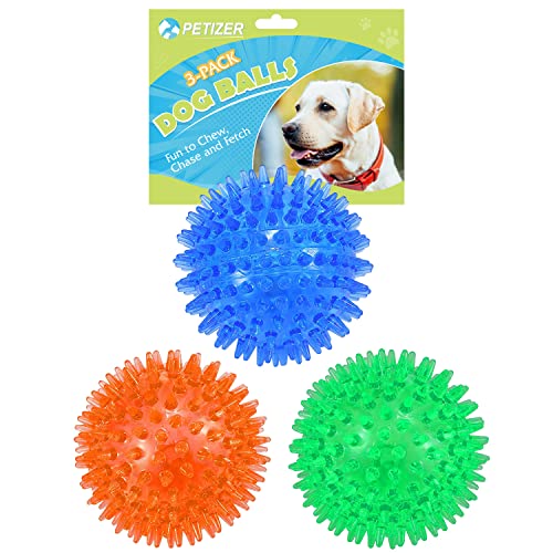 3 Pack 2.5” Squeaky Dog Toy Balls (2.5" (Small Dog) / Blue+Orange+Green)