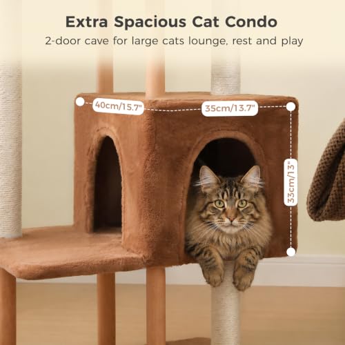 53" Modern Cat Tree Large Cats (Wooden Brown / 53")