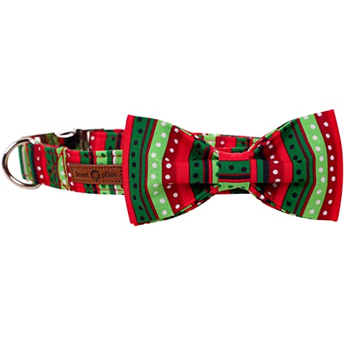 Christmas Dog Collar with Bowtie (X-Large (Pack of 1) / Red&Green Dot)