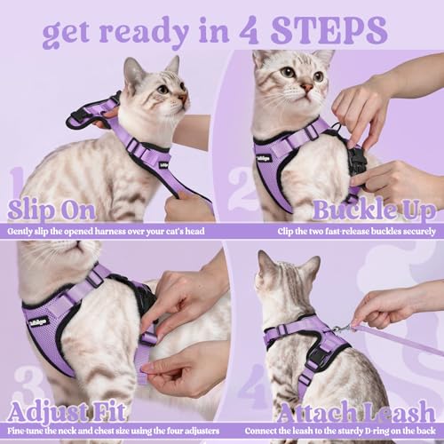 Cat Harness and Leash Set (S / Light Purple)
