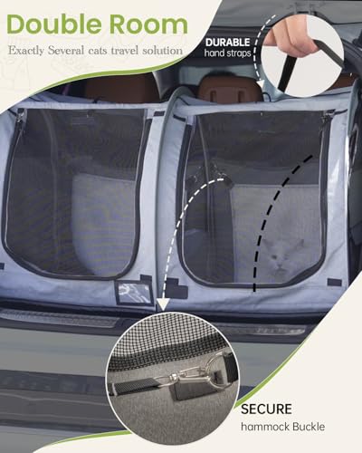 Portable Twin Compartment Show House Cat Cage Condo (Gray)