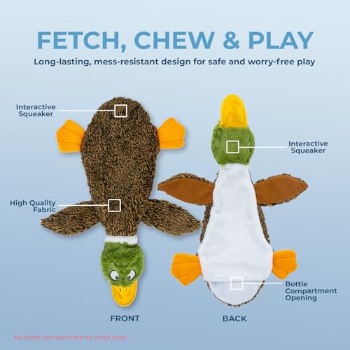 2-in-1 Fun Skin Stuffless Dog Toy - Wild Duck, Small (Brown/Wild Duck / Small)