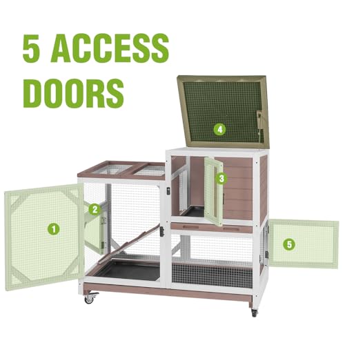 Wooden 2 Story Rabbit Hutch Indoor Outdoor (Brown / 39.3"L x 22.0"W x 36.8"H)