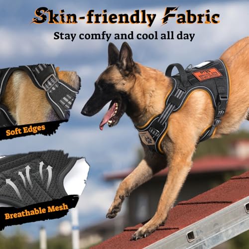 Tactical Dog Harness for Small Dogs (S(Chest:16.1"-31.5",Neck:15.4"-21.6",Back:7.1") / Black)