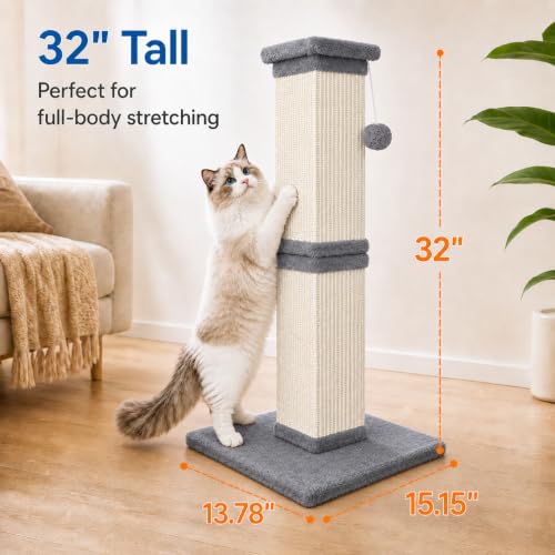 Cat Scratching Post for Indoor Cats (Light Gray)