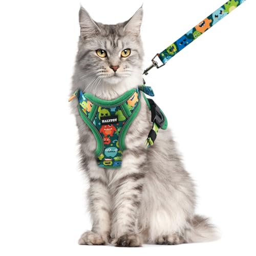 Cat Harness and Leash Set (H604 Pro Green Monster / Medium (13-18lb))