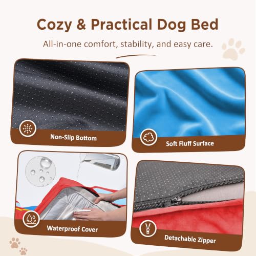 Orthopedic Dog Bed for Extra Large Dogs with Bolster (45.0"L x 35.0"W x 8.5"Th / Los Angeles)