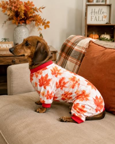 4 Pack Fall Leaf Dog Pajamas for Medium Large Dogs (X-Large)