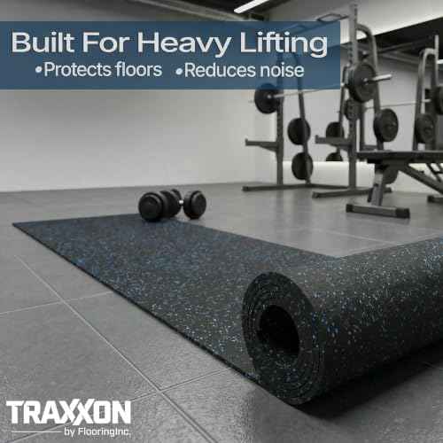 Traxxon by FlooringInc Rubber Gym Flooring Roll (Blue / 180"L x 48"W x 0.4"Th)