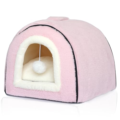Cat Bed for Indoor Cats (Pink / M:(15.7"×15.7"×14.1"))