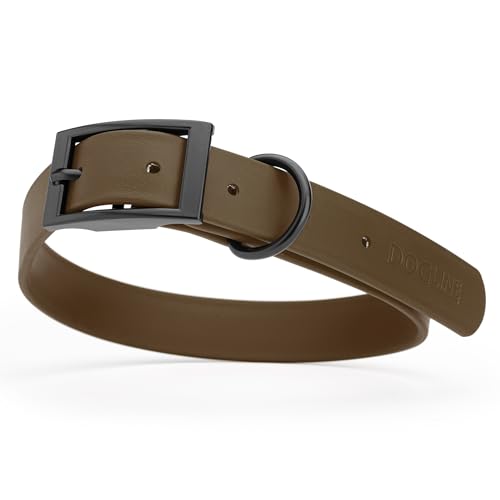 Biothane Waterproof Dog Collar Strong Coated Nylon Webbing with Black Hardware Odor (W1" x L18-22" / Dark Chocolate Brown)