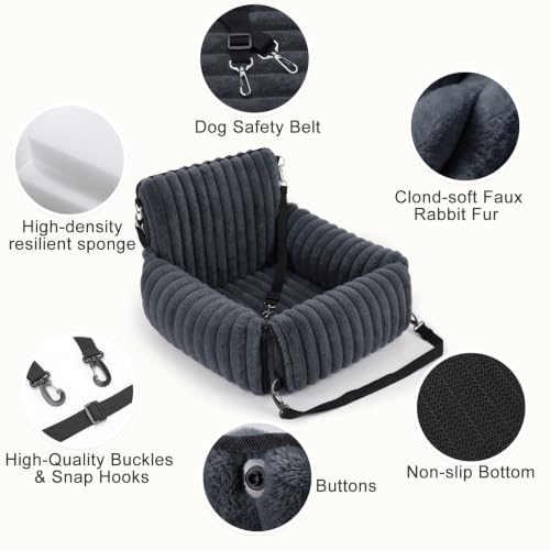 6-in-1 Dog Car Seat for Small/Medium Dogs up to 23 lbs,Grey (Grey)