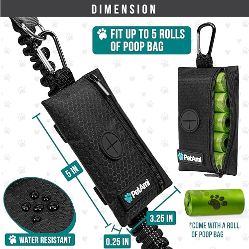 Dog Poop Bag Holder for Leash (Black Gray / Pack of 2)